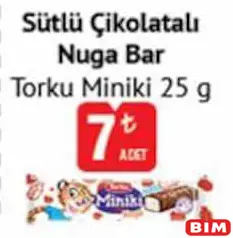 TORKU MİNİKİ SÜTLÜ ÇİKOLATALI NUGA BAR 25 G fiyat ve kampanya bilgisi